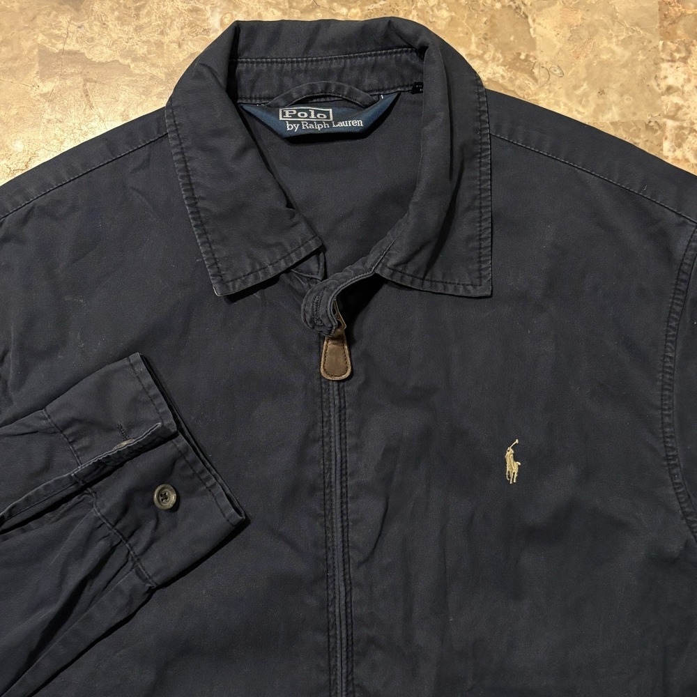 Polo Ralph Lauren Jacket Mens Medium Blue Bi Swing Full Zip Bomber Cotton Twill